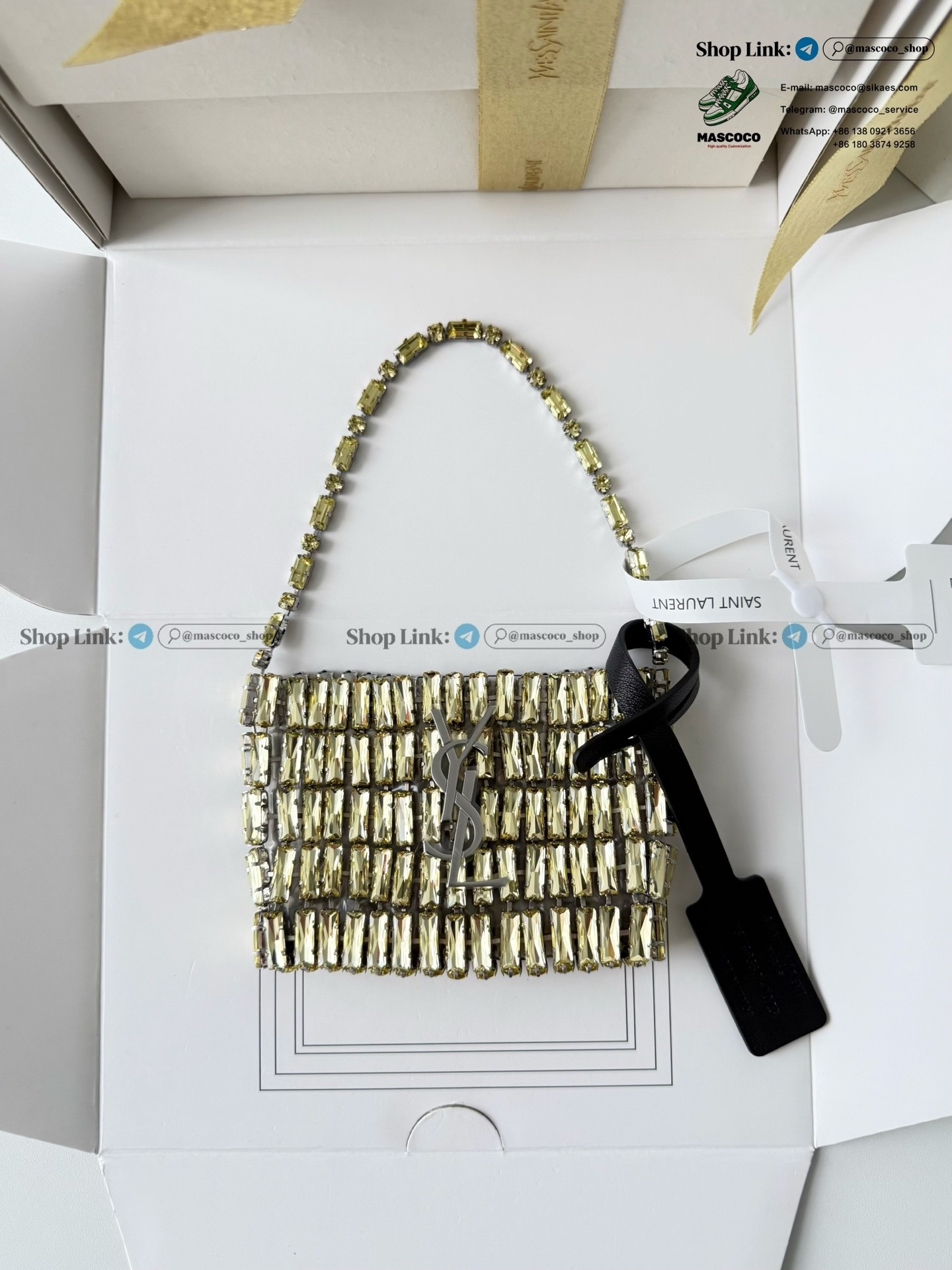 「#7378」YSL Evening Swarovski Crystal Rhinestone Handbag, with Solid Steel Hardware Size:11.5*8.5*2.5cm - Image 3