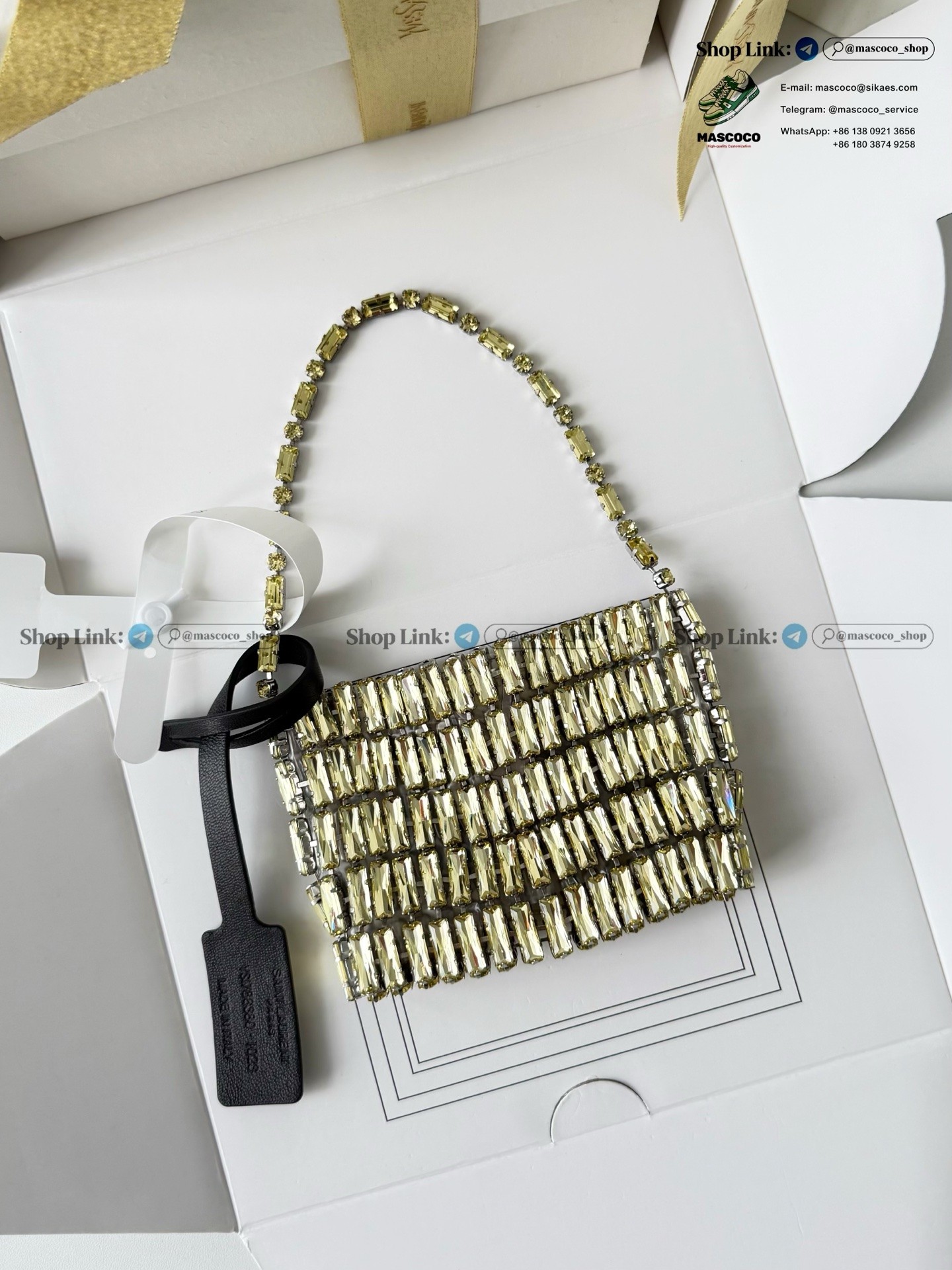 「#7378」YSL Evening Swarovski Crystal Rhinestone Handbag, with Solid Steel Hardware Size:11.5*8.5*2.5cm - Image 9
