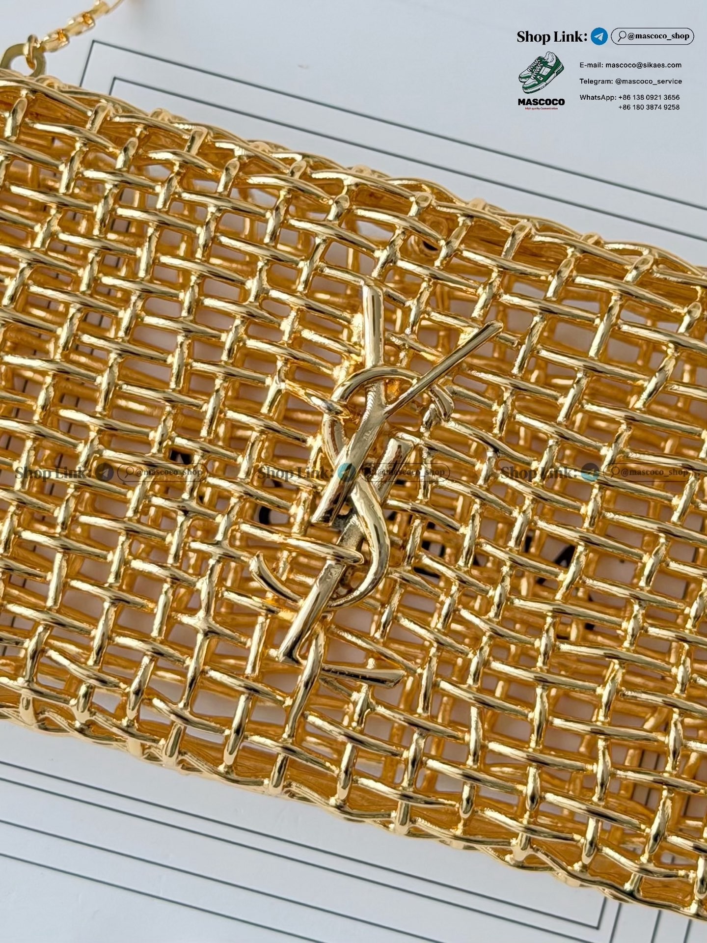 「#7379」YSL Evening Woven Metal Clutch Size:19*9*5cm - Image 5