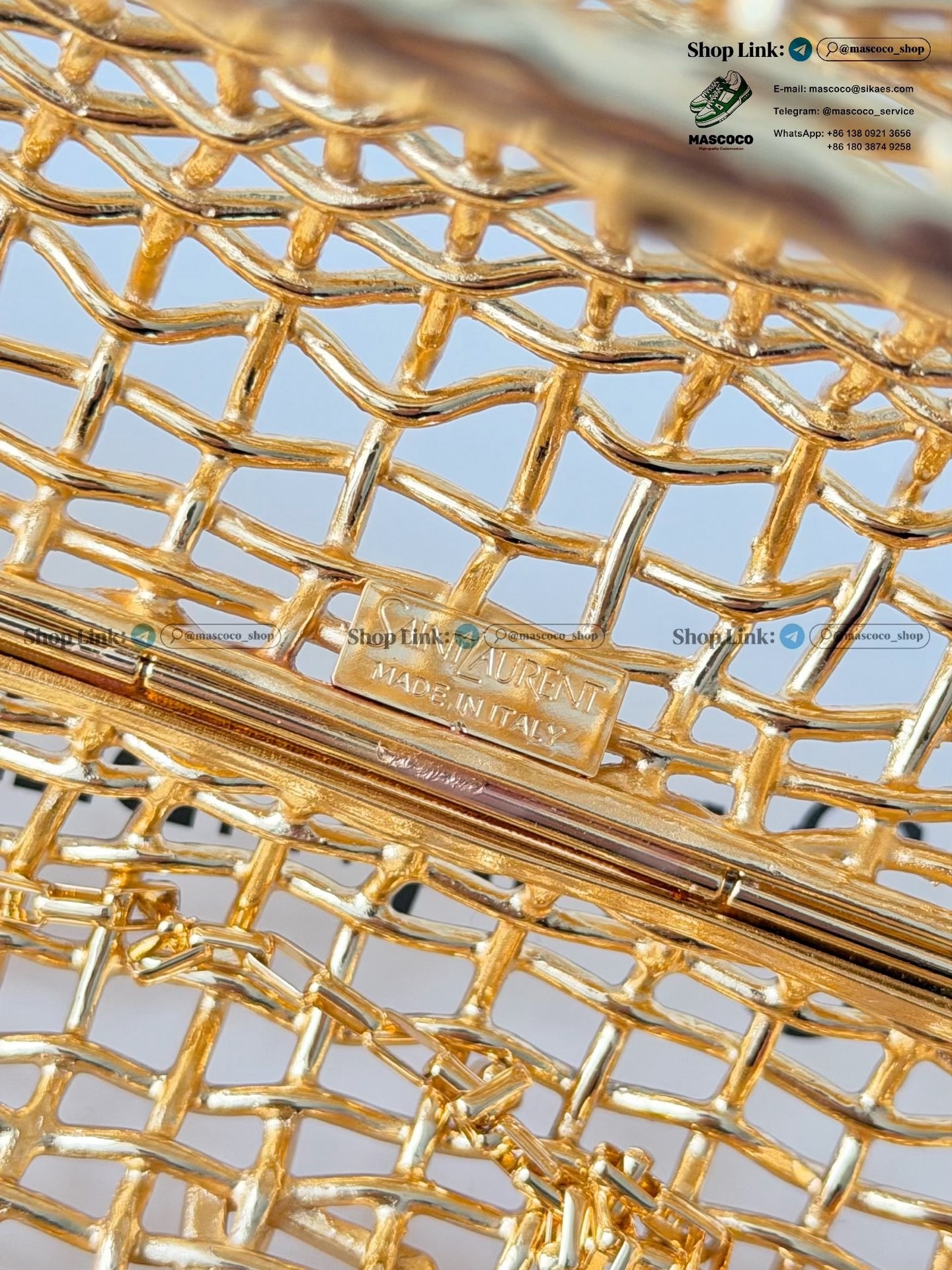 「#7379」YSL Evening Woven Metal Clutch Size:19*9*5cm - Image 9