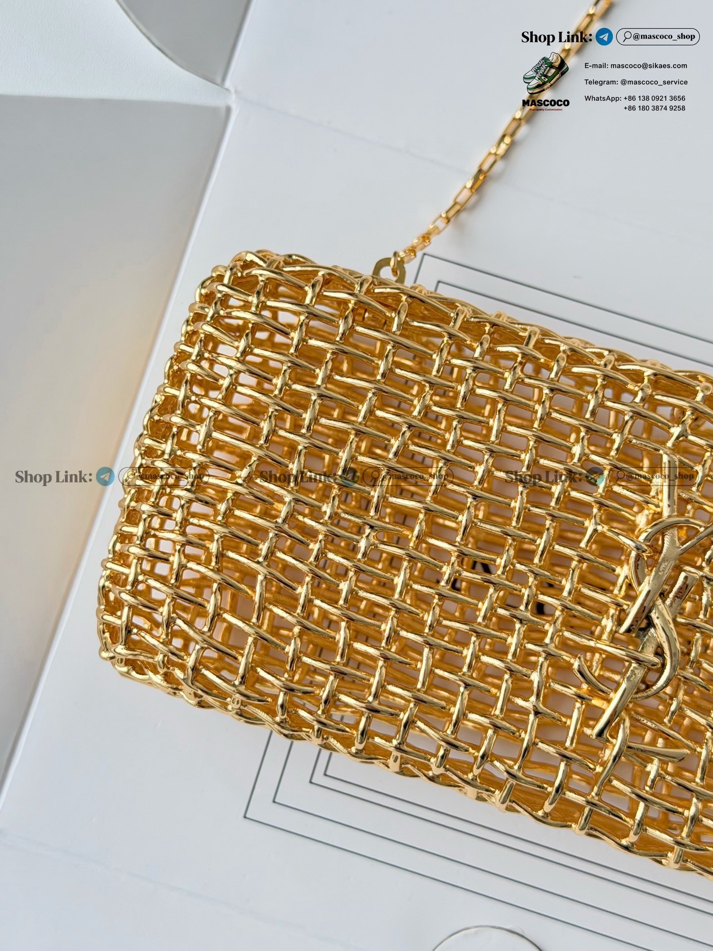 「#7379」YSL Evening Woven Metal Clutch Size:19*9*5cm - Image 4