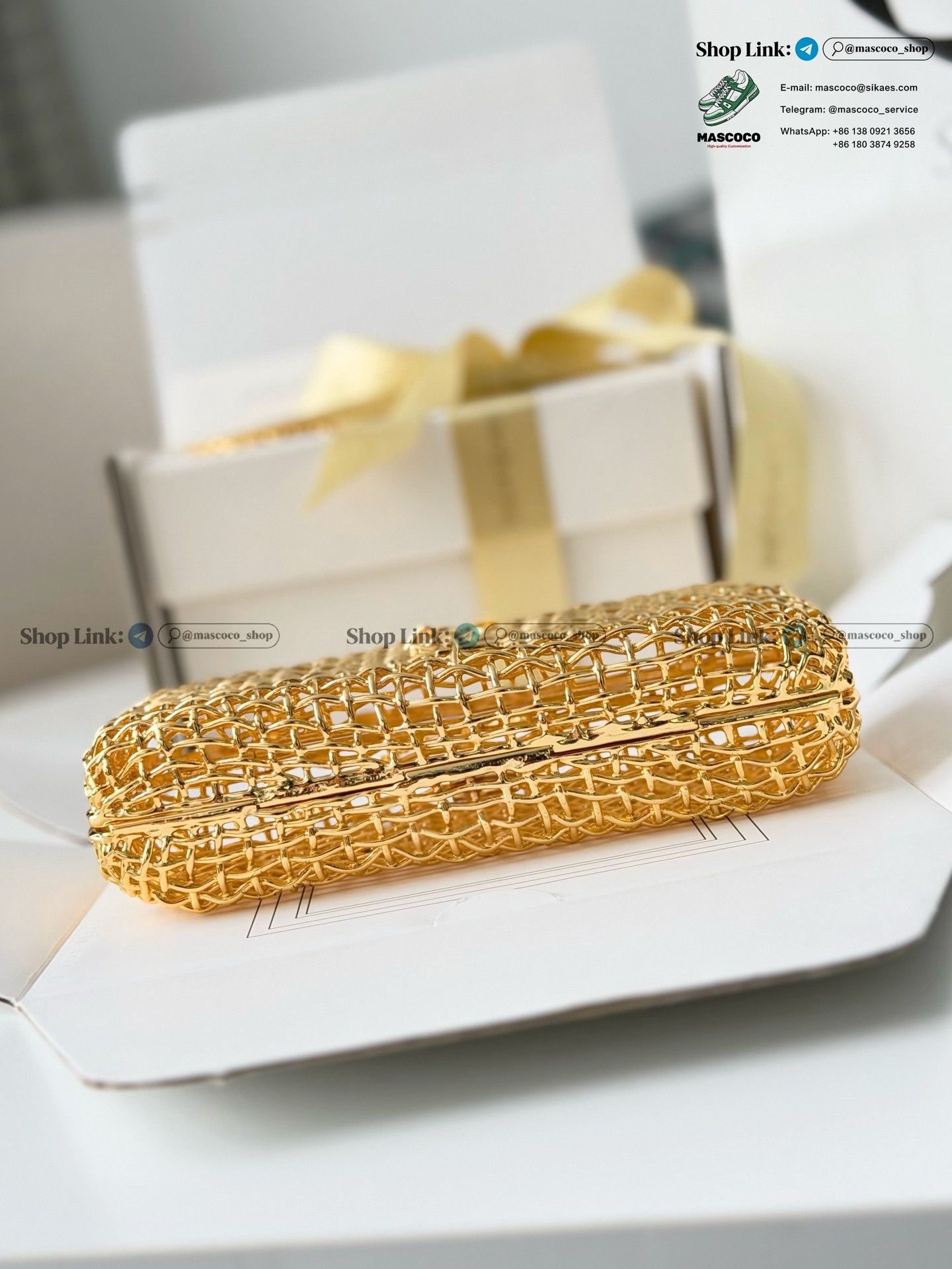 「#7379」YSL Evening Woven Metal Clutch Size:19*9*5cm - Image 6