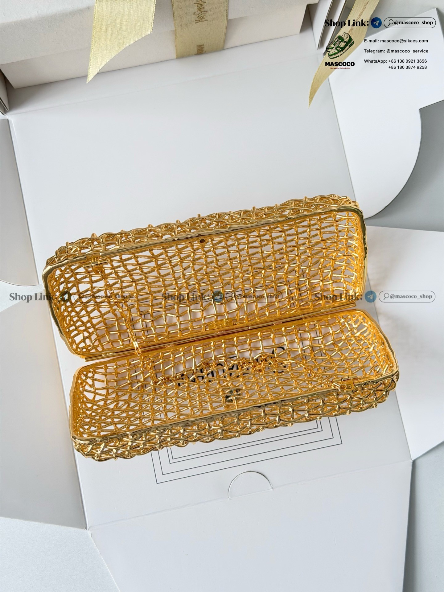 「#7379」YSL Evening Woven Metal Clutch Size:19*9*5cm - Image 8