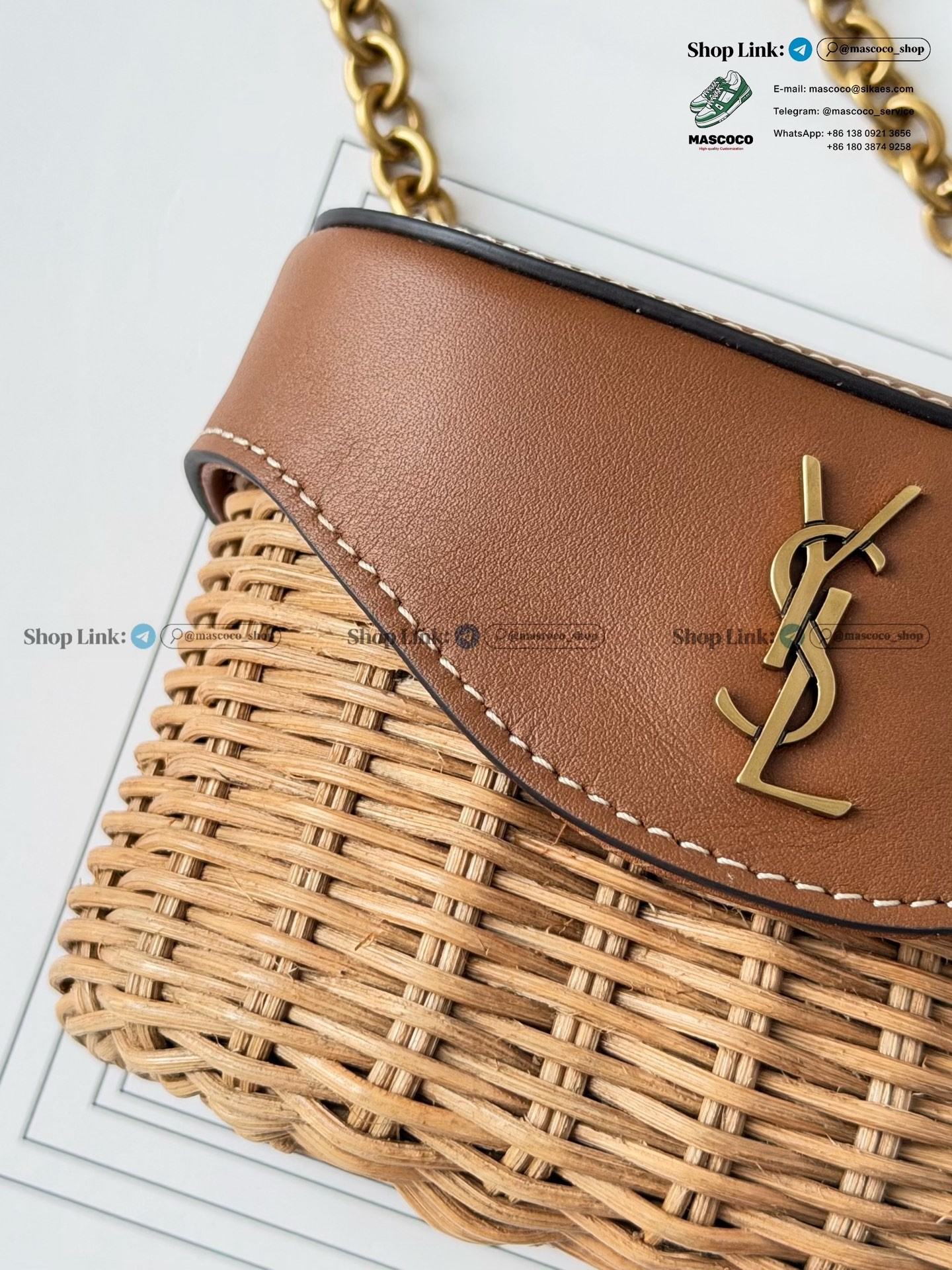 「#7380」YSL June Micro Box Wicker Leather Crossbody Bag Size:10.5*8*5cm - Image 4